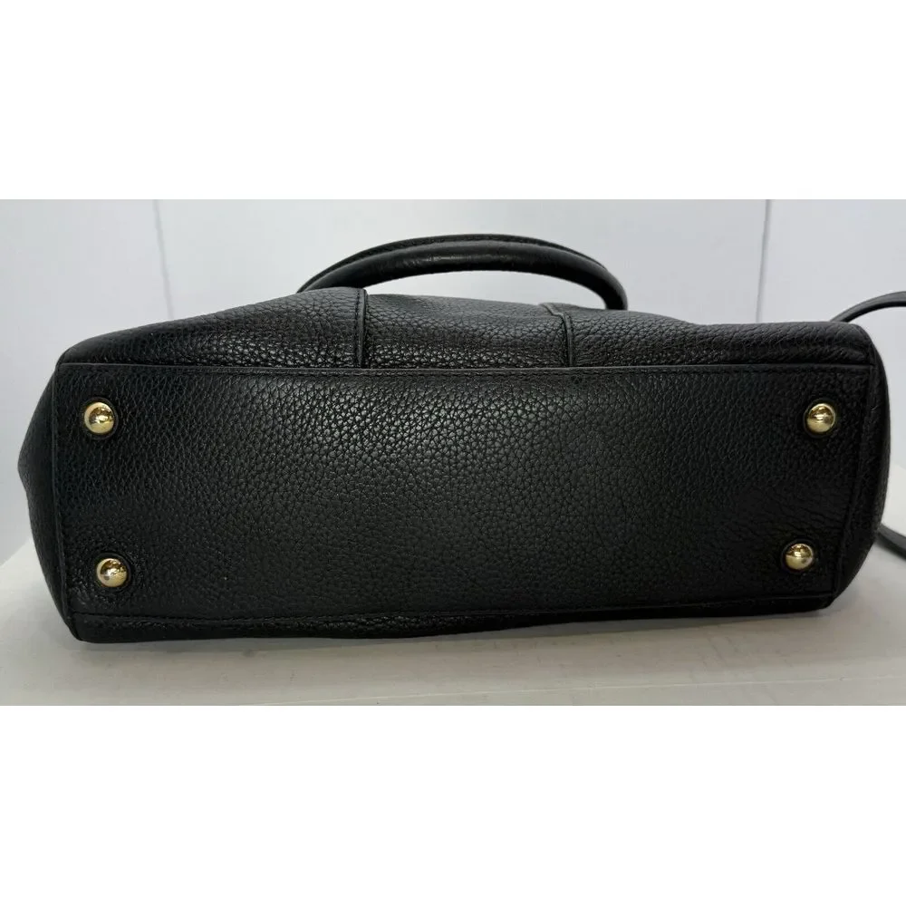 Michael Kors Pebbled Black Leather Bag With Gold Colored Logo Engraved‎ Hardware